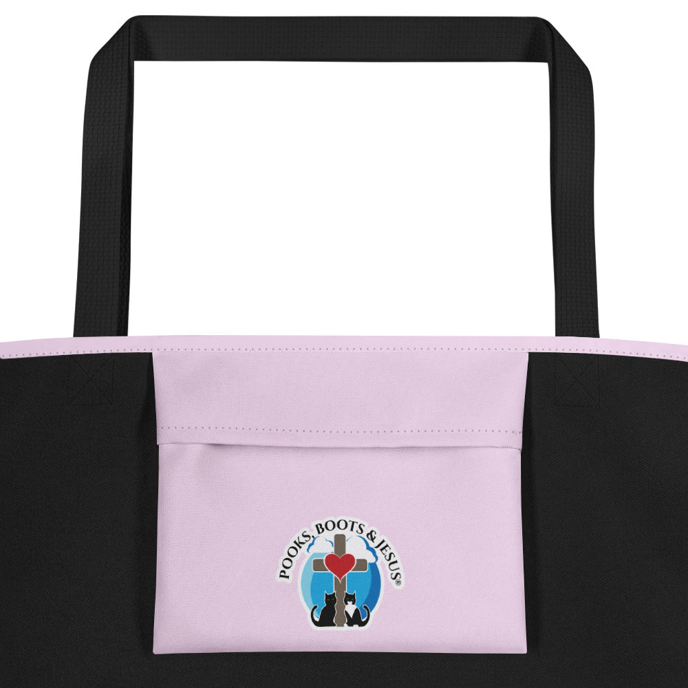 Pooks, Boots and Jesus Kitty Angel Beach Bag