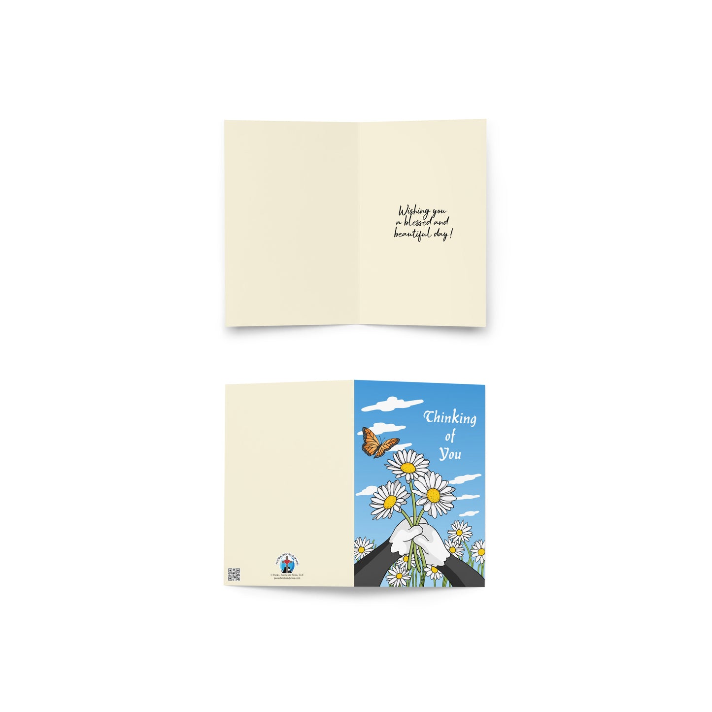 Pooks, Boots and Jesus Thinking of You Daisy Greeting card