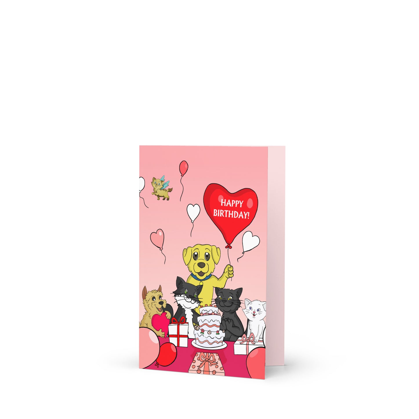 Pooks, Boots and Jesus Birthday Pink Greeting card
