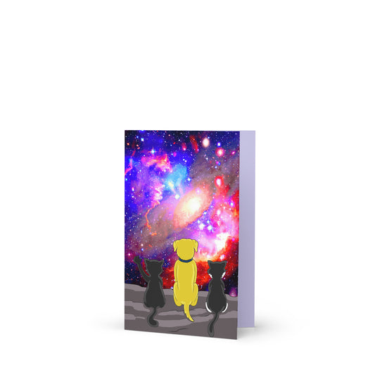 Pooks, Boots and Jesus Galaxy Greeting card