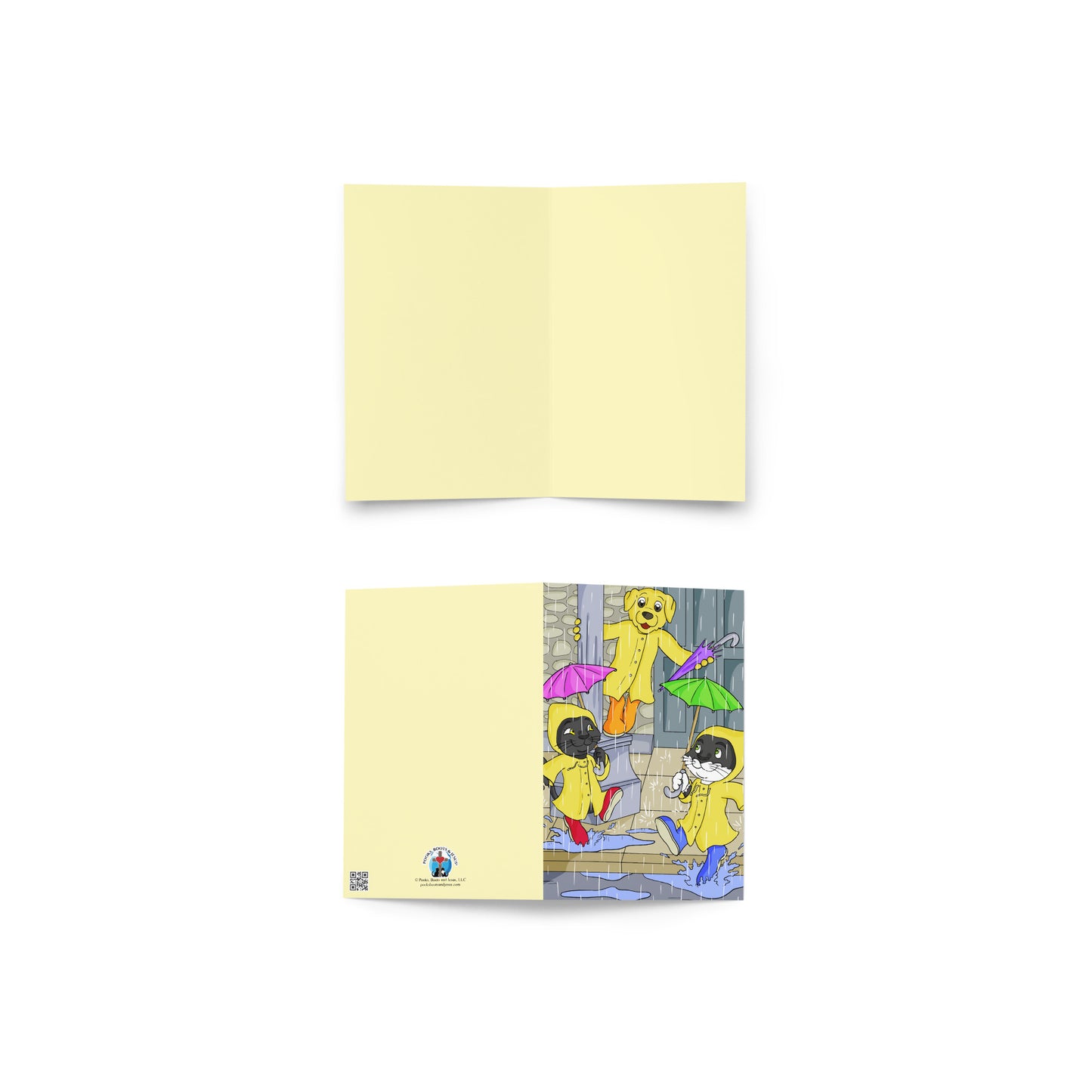 Pooks, Boots and Jesus The Rain Greeting card