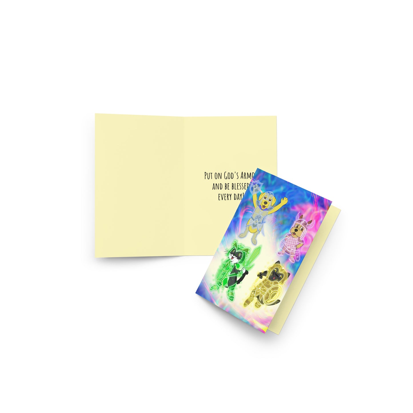 Pooks, Boots and Jesus Armor of God Greeting card