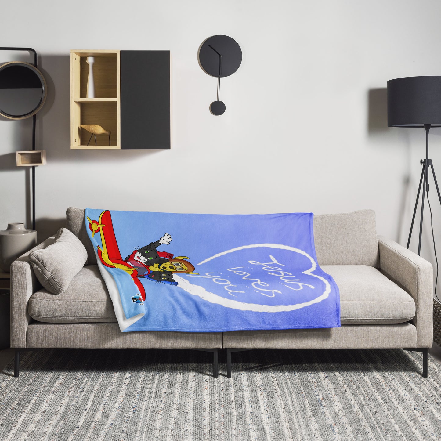 Pooks, Boots and Jesus Airplane Throw Blanket