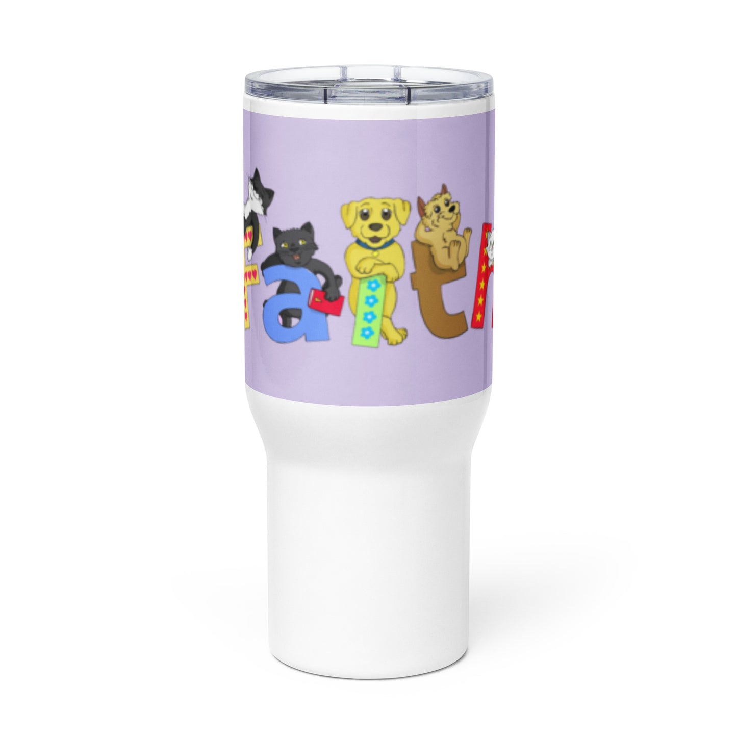 Pooks, Boots and Jesus Faith Travel mug with a handle