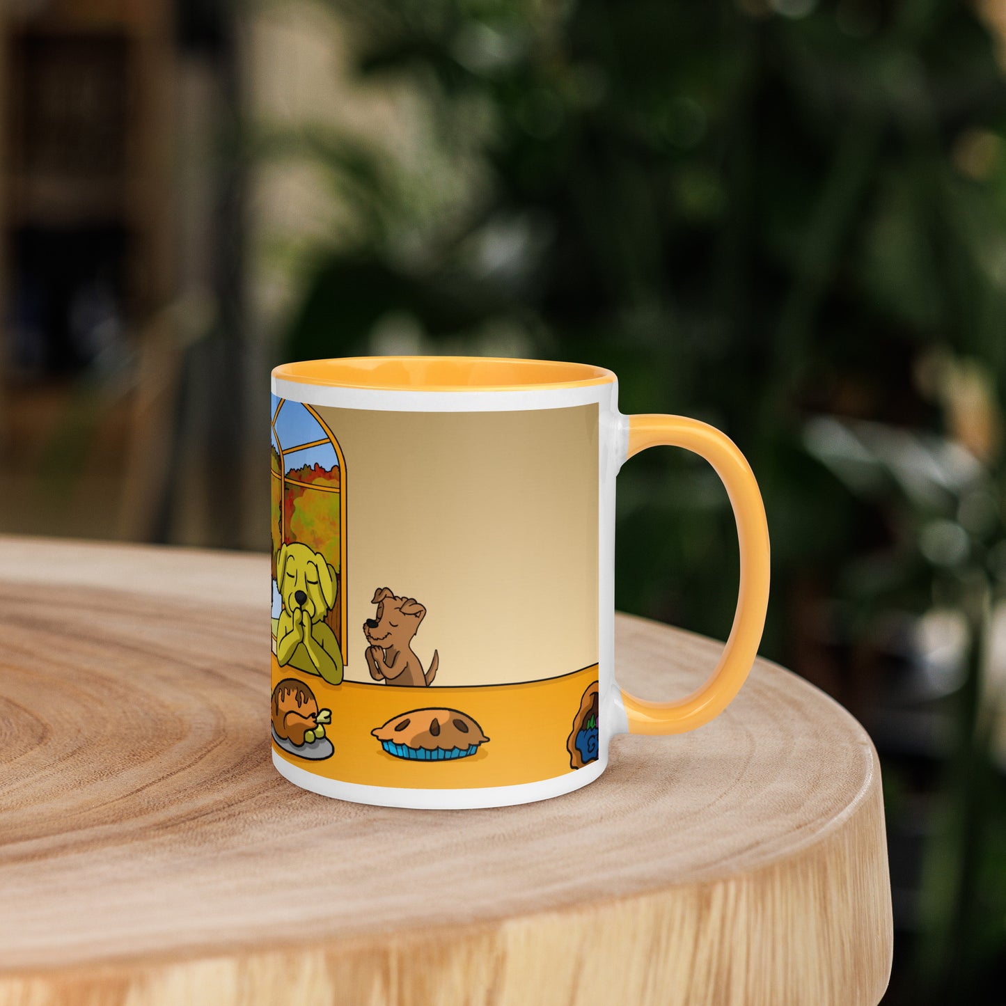Pooks, Boots and Jesus Thanksgiving Table Mug with Color Inside