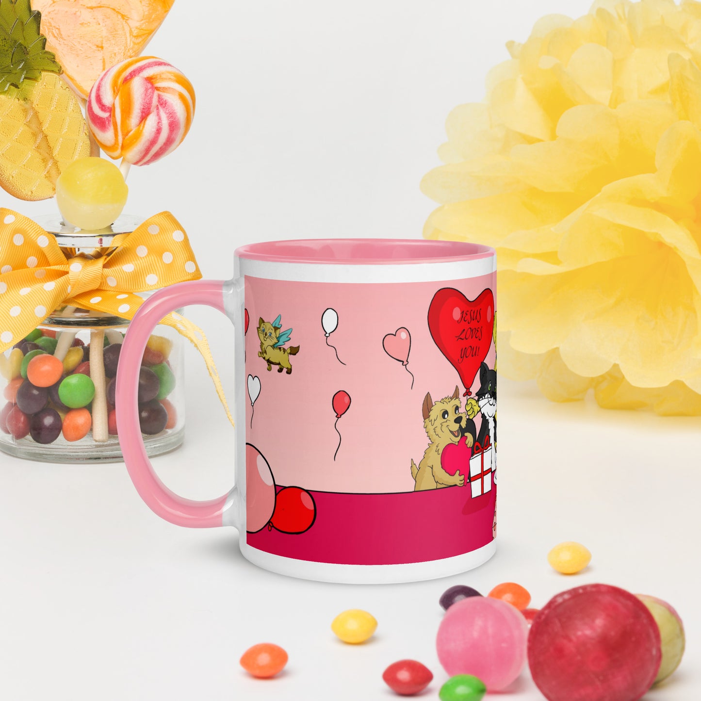 Pooks, Boots and Jesus Celebration Mug with Color Inside