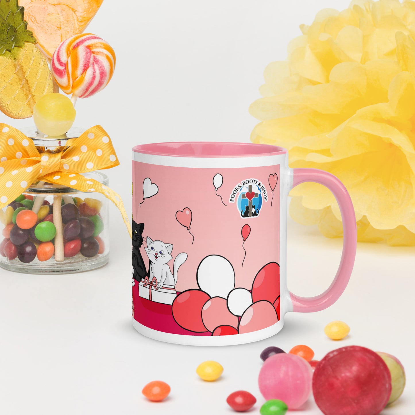 Pooks, Boots and Jesus Celebration Mug with Color Inside