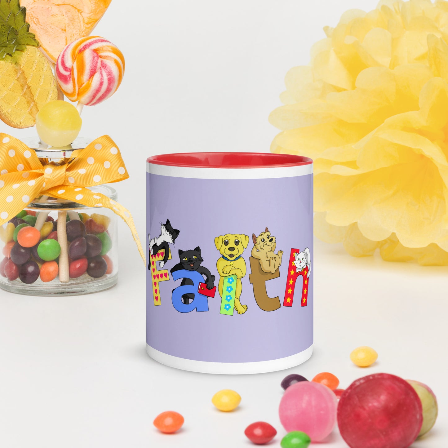 Pooks, Boots and Jesus Faith Mug with Color Inside