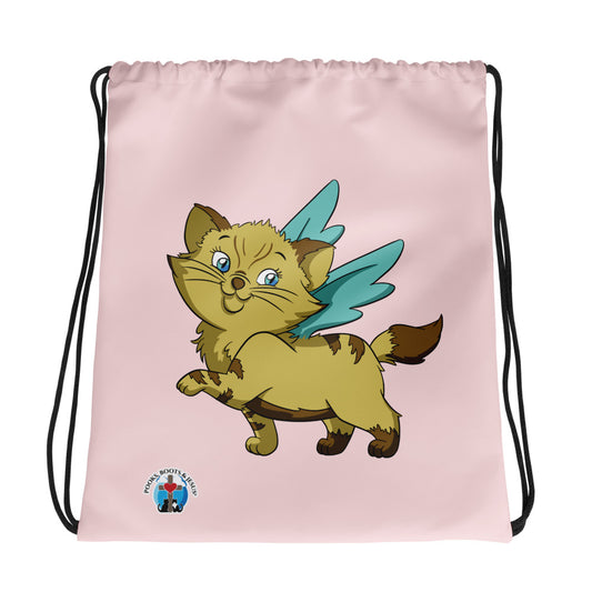 Pooks, Boots and Jesus Kitty Angel Drawstring bag
