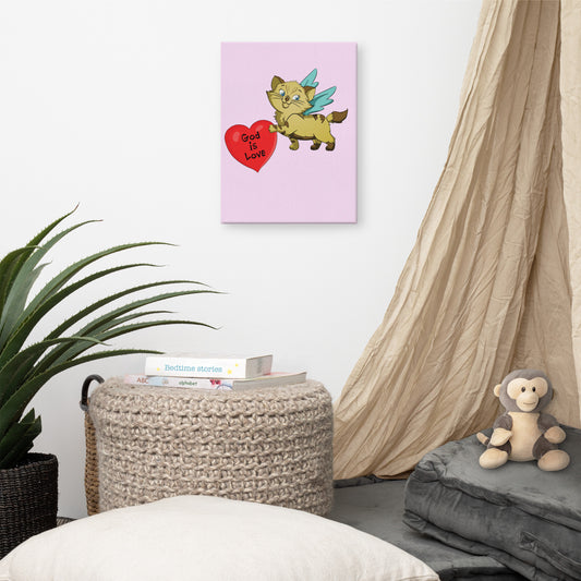 Pooks, Boots and Jesus Kitty Angel Canvas