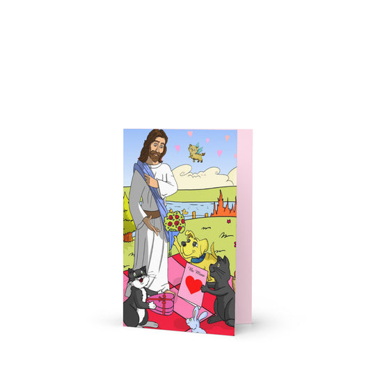 Pooks, Boots and Jesus Valentine Greeting card