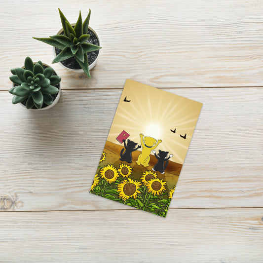 Pooks, Boots and Jesus Sunflower Greeting card