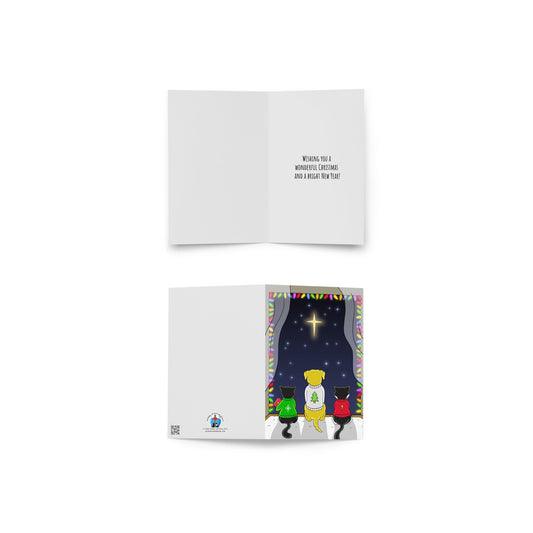 Pooks, Boots and Jesus Christmas Light Greeting card