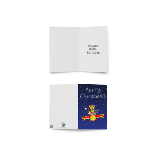 Pooks, Boots and Jesus Christmas Airplane Greeting card