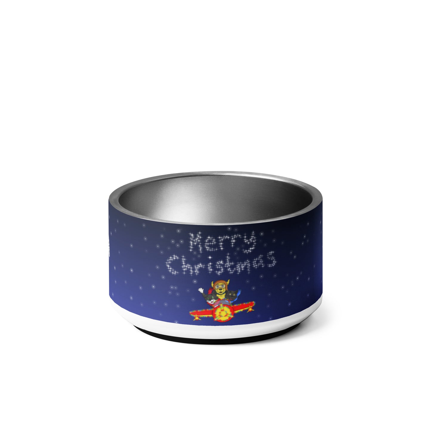 Pooks, Boots and Jesus Christmas Airplane Pet bowl