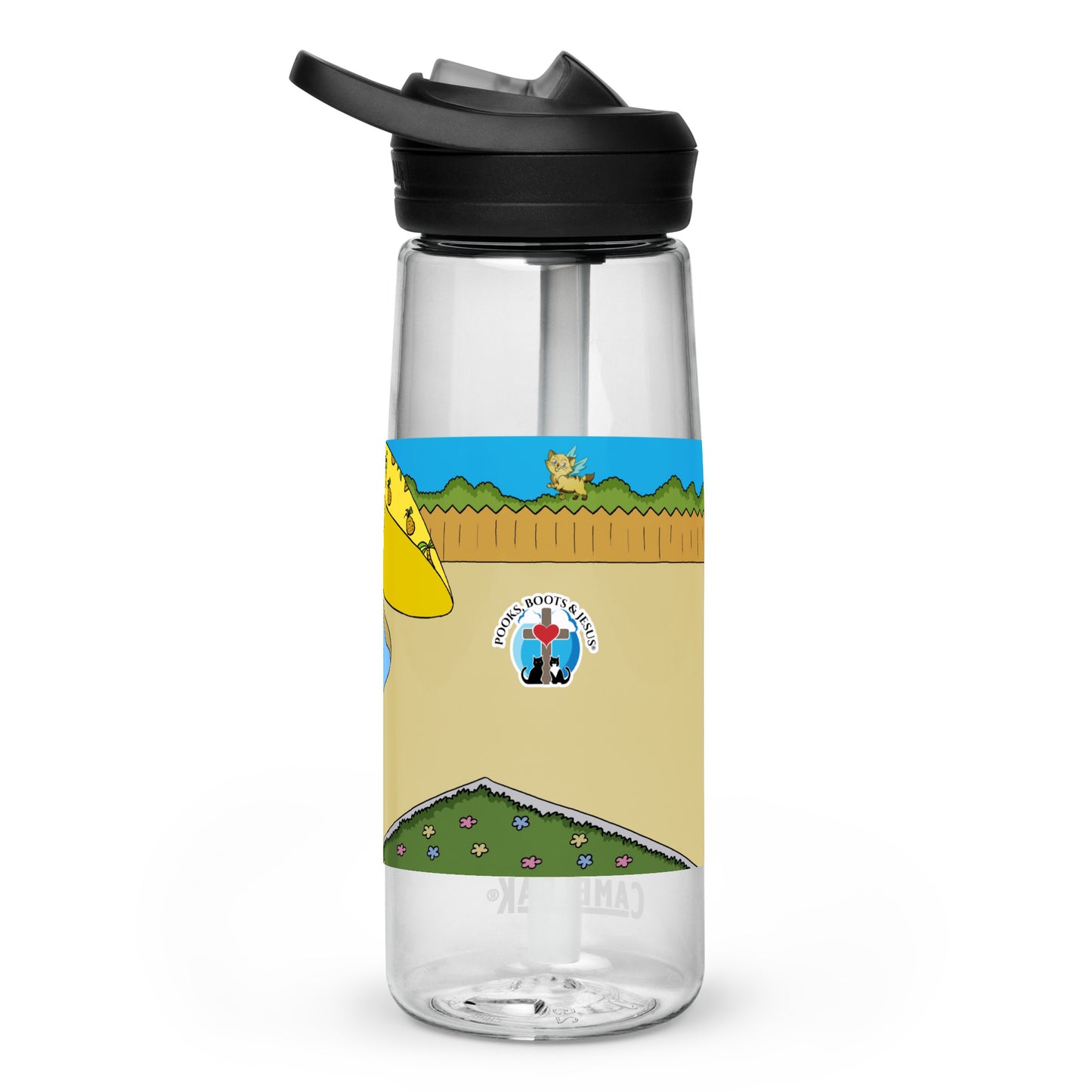 Pooks, Boots and Jesus Summer Fun Sports water bottle