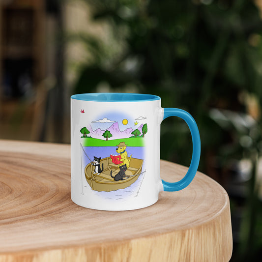 Pooks, Boots and Jesus Fishing Mug with Color Inside