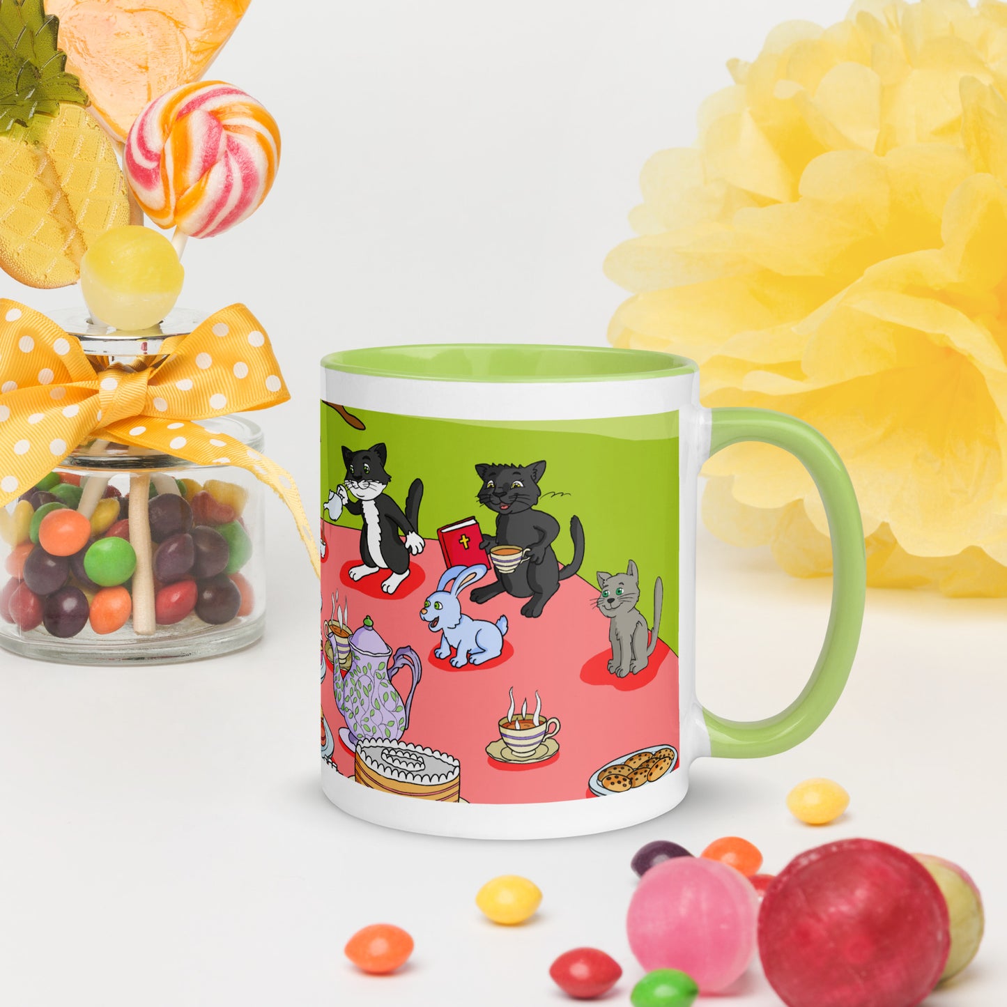 Pooks, Boots and Jesus Tea Party Mug with Color Inside