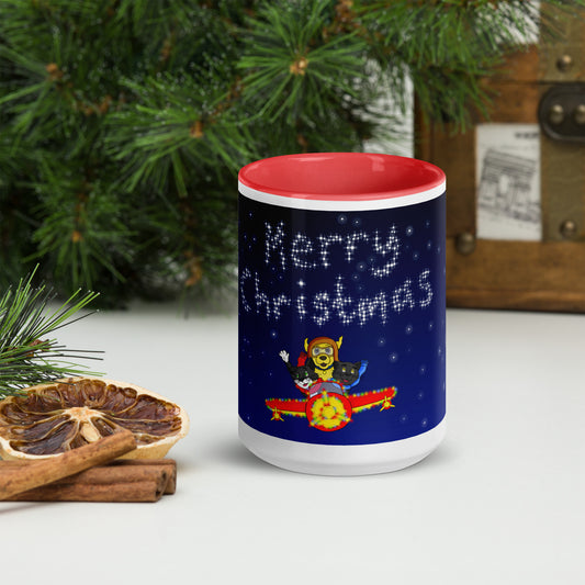 Pooks, Boots and Jesus Christmas Airplane Mug with Color Inside