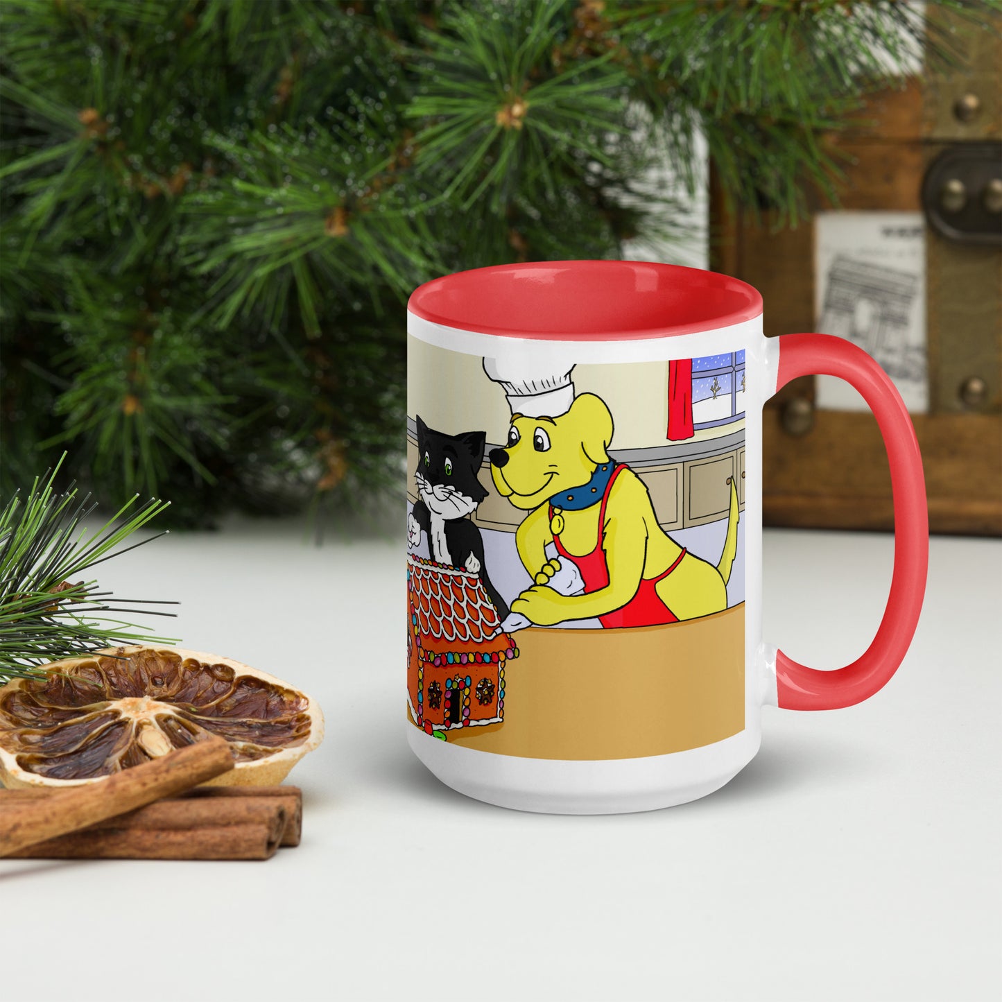 Pooks, Boots and Jesus Christmas Gingerbread Mug with Color Inside